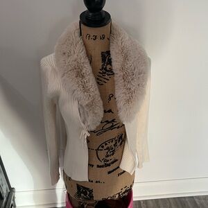 Art Class Cream Jacket with Faux Fur Collar
